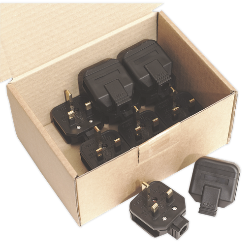 [PL/13/3] Sealey 13A Heavy-Duty Plug, Black - Pack of 10