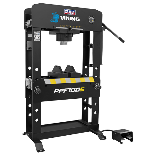 [PPF100S] Sealey Viking Floor Type Air/Hydraulic Press with Sliding Ram & Foot Pedal 100 Tonne