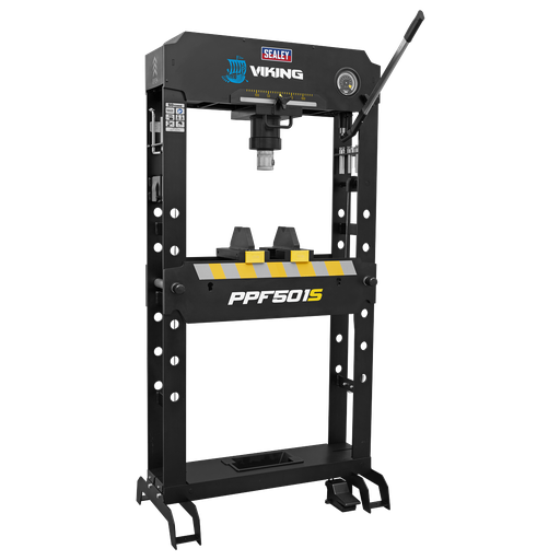 [PPF501S] Sealey Viking Floor Type Air/Hydraulic Press with Sliding Ram and Foot Pedal 50 Tonne