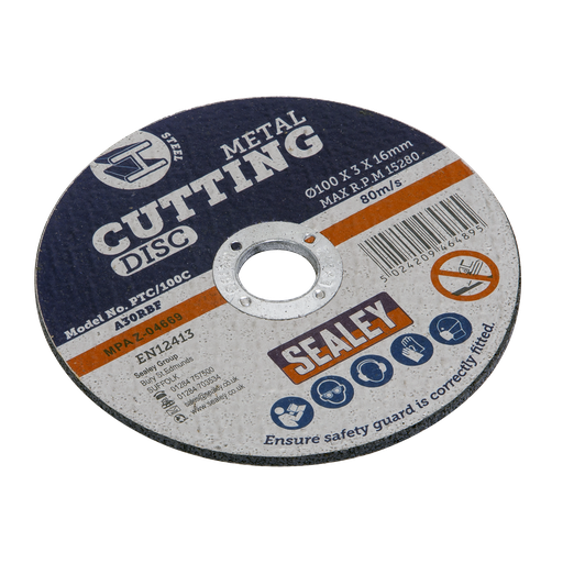 [PTC/100C] Sealey 100 x 3mm Cutting Disc 16mm Bore