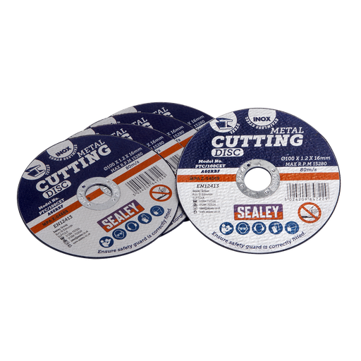 [PTC/100CET5] Sealey 100 x 1.2mm Cutting Disc 16mm Bore - Pack of 5