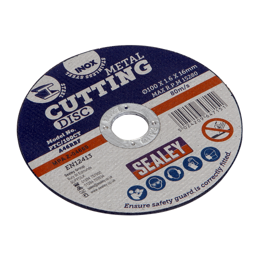 [PTC/100CT] Sealey 100 x 1.6mm Cutting Disc 16mm Bore