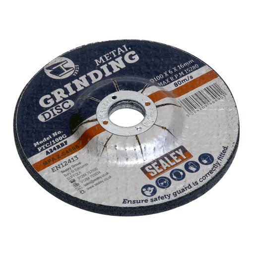 [PTC/100G] Sealey 100 x 6mm Grinding Disc 16mm Bore
