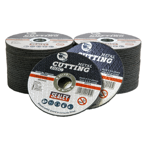 [PTC/115C50] Sealey 115 x 3mm Cutting Disc 22mm Bore - Pack of 50