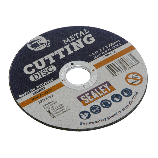 [PTC/125C] Sealey 125 x 3mm Cutting Disc 22mm Bore