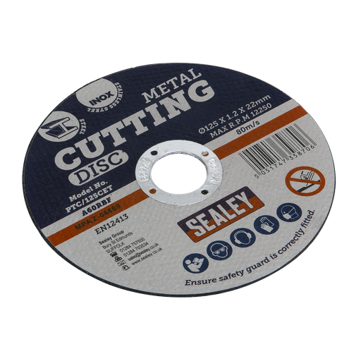 [PTC/125CET] Sealey 125 x 1.2mm Cutting Disc 22mm Bore