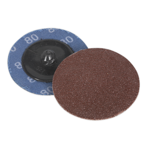 [PTCQC5080] Sealey 50mm Quick Change Sanding Disc 80Grit - Pack of 10