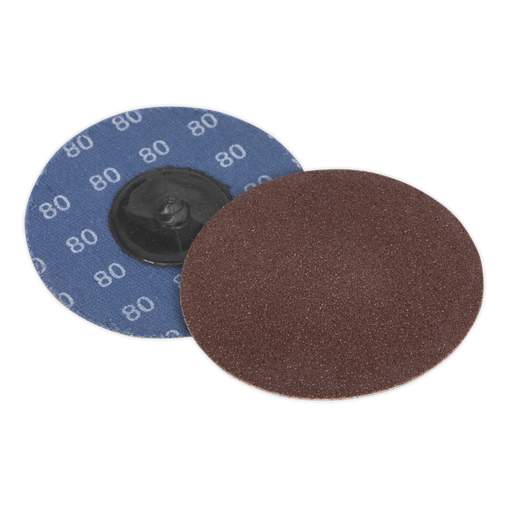 [PTCQC7580] Sealey 75mm Quick Change Sanding Disc 80Grit - Pack of 10