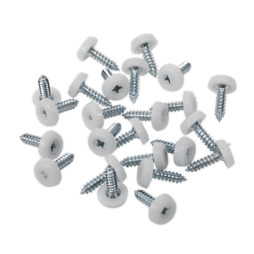 [PTNP1] Sealey Numberplate Screw with Plastic Enclosed Head 4.8 x 18mm, White - Pack of 50