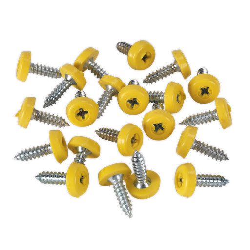 [PTNP2] Sealey Numberplate Screw with Plastic Enclosed Head 4.8 x 18mm, Yellow - Pack of 50