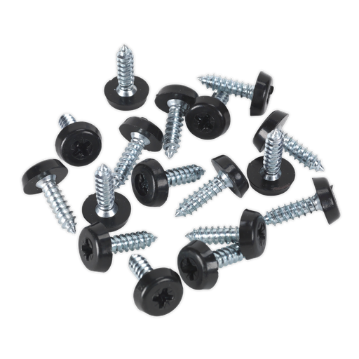 [PTNP3] Sealey Numberplate Screw with Plastic Enclosed Head 4.8 x 18mm, Black - Pack of 50