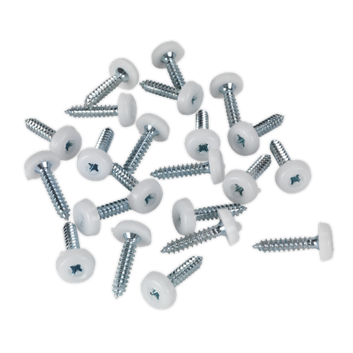 [PTNP5] Sealey Numberplate Screw with Plastic Enclosed Head 4.8 x 24mm, White - Pack of 50