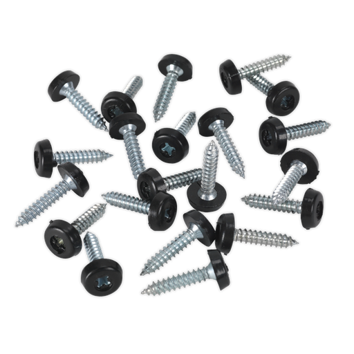 [PTNP7] Sealey Numberplate Screw with Plastic Enclosed Head 4.8 x 24mm, Black - Pack of 50