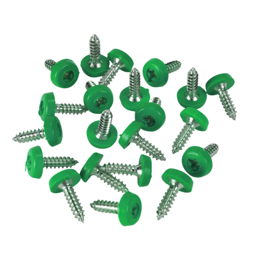 [PTNPG] Sealey Numberplate Screws 4.8 x 18mm, Green - Pack of 50