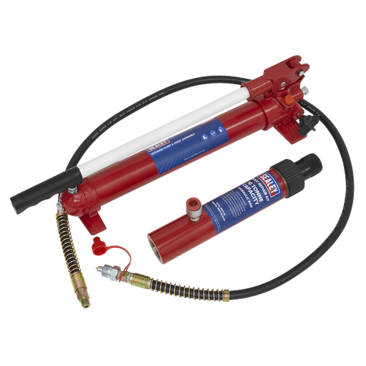[RE97.10-COMBO] Sealey Snap Push Ram with Pump & Hose Assembly 10 Tonne