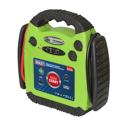 [RS1312HV] RoadStart® 12V Emergency Jump Starter 900 Peak Amps - Hi-Vis Green