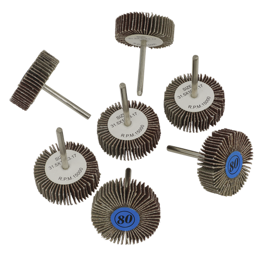 [RTA7FW] Sealey Rotary Tool Abrasive Flap Wheel Set 30mm 7pc