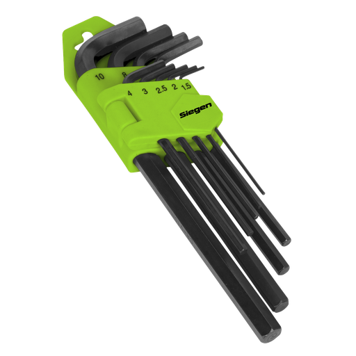 [S01091] Sealey Hex Key Set 9pc Long Metric