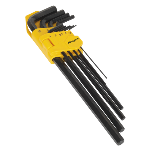 [S01092] Sealey Siegen Extra-Long Hex Key Set 9pc