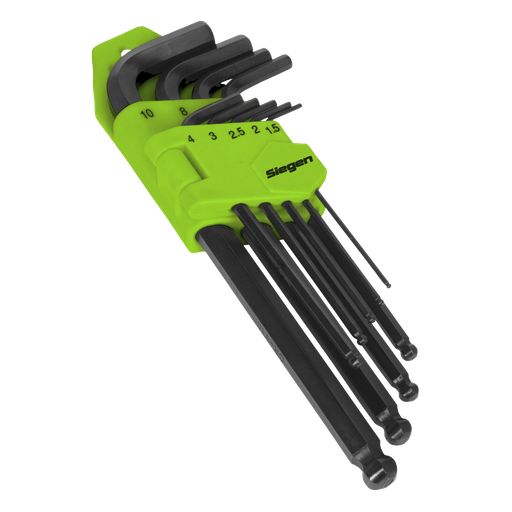 [S01093] Sealey Siegen Long Ball-End Hex Key Set 9pc