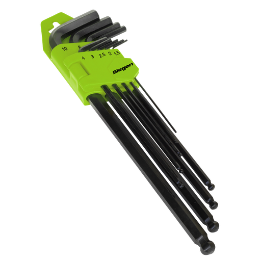[S01094] Sealey Siegen Extra-Long Ball-End Hex Key Set 9pc