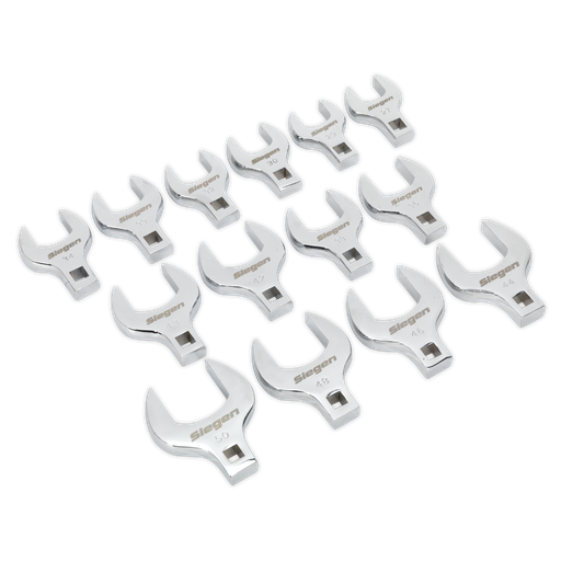 [S01109] Sealey Siegen Crow's Foot Open End Spanner Set 1/2"Sq Drive 14pc