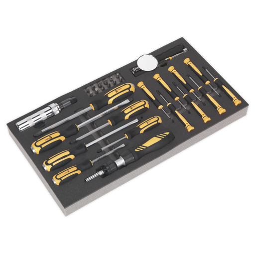 [S01128] Sealey Siegen Screwdriver Set Tool with Tray 36pc