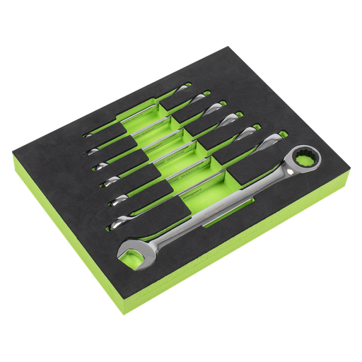 [S01142] Sealey Siegen Combination Ratchet Spanner Set with Tool Tray 7pc