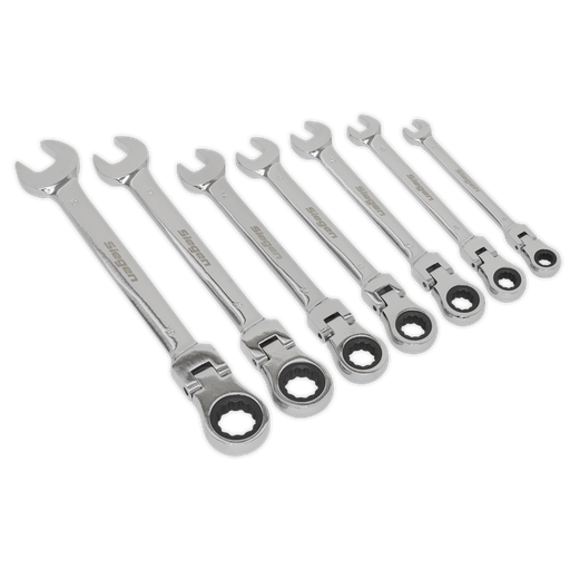 [S01143] Flexi-Head Combination Ratchet Spanner Set 7pc