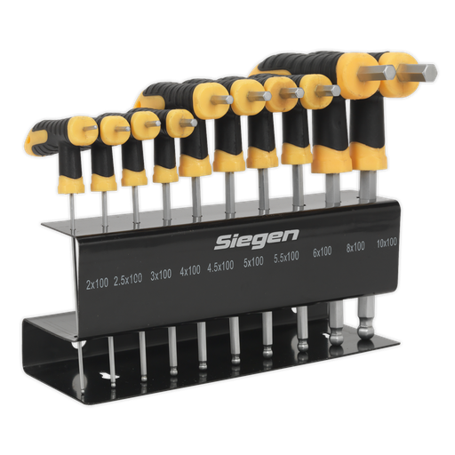 [S01150] Sealey Siegen T-Handle Ball-End Hex Key Set 10pc