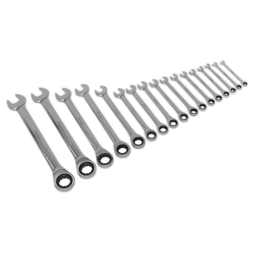 [S01156] Sealey Siegen Combination Ratchet Spanner Set 17pc