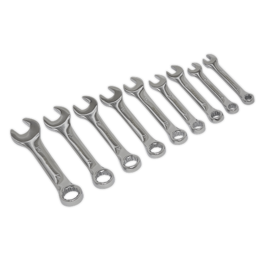 [S01157] Sealey Siegen Stubby Combination Spanner Set 9pc