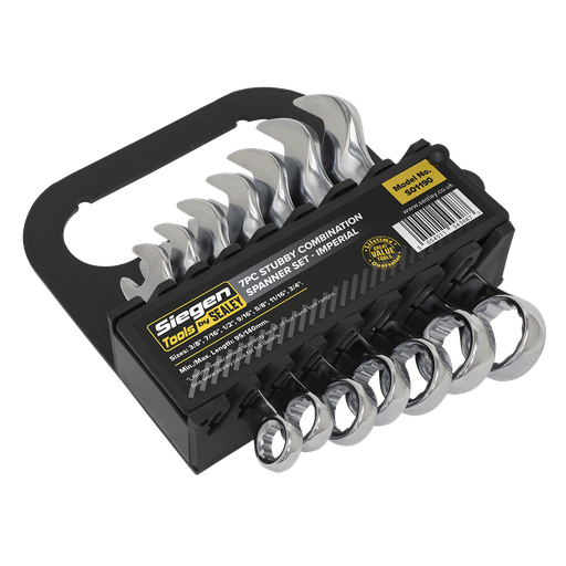 [S01190] Sealey Siegen Imperial Stubby Combination Spanner Set 7pc