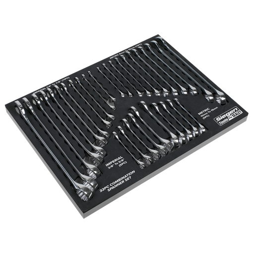 [S01239] Sealey Siegen Metric/Imperial Combination Spanner Set 32pc