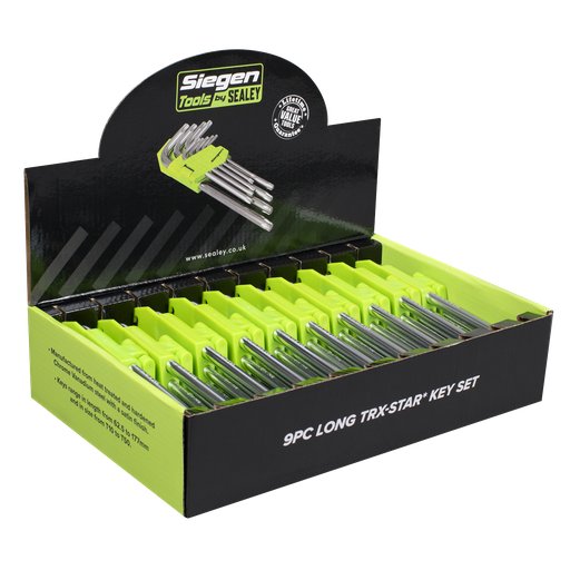 [S01264] Sealey Siegen Long TRX-Star* Key Set 9pc - Display Box of 10