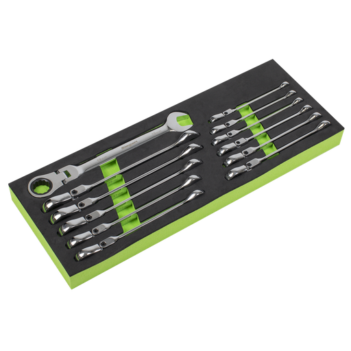 [S0635] Sealey Siegen Flexi-Head Ratchet Combination Spanner Set 12pc