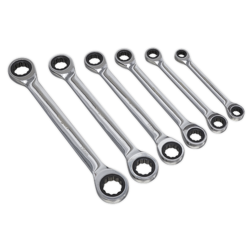 [S0636] Sealey Siegen Double End Ratchet Ring Spanner Set 6pc