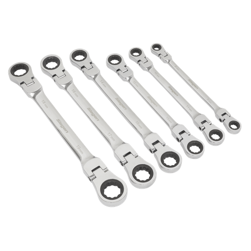 [S0806] Sealey Siegen Flexi-Head Double End Ratchet Ring Spanner Set 6pc