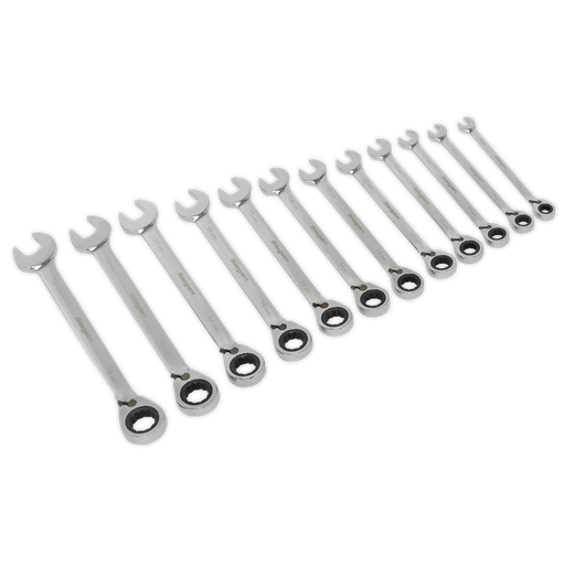 [S0840] Sealey Siegen Reversible Ratchet Combination Spanner Set 12pc