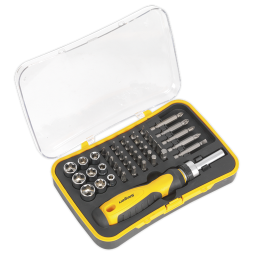 [S0979] Sealey Siegen Ratchet Screwdriver Socket & Bit Set 45pc