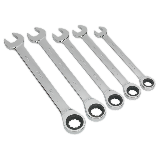 [S0985] Sealey Siegen Combination Ratchet Spanner Set 5pc