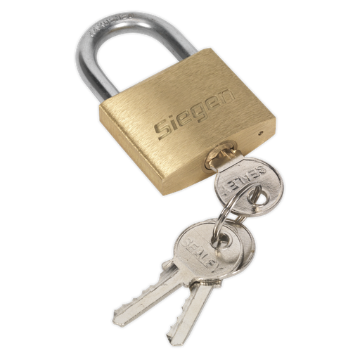 [S0987] Sealey Siegen Brass Body Padlock with Brass Cylinder 40mm