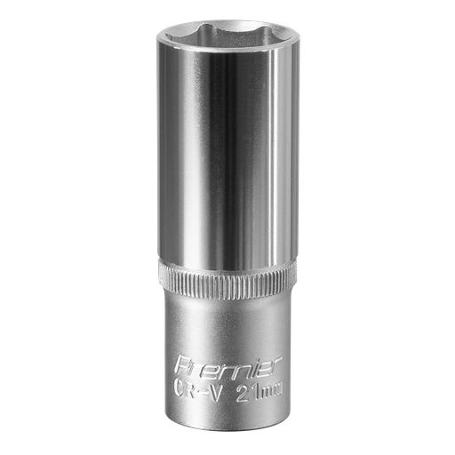 [S1221D] Sealey Premier Deep Socket 1/2"Sq Drive 21mm