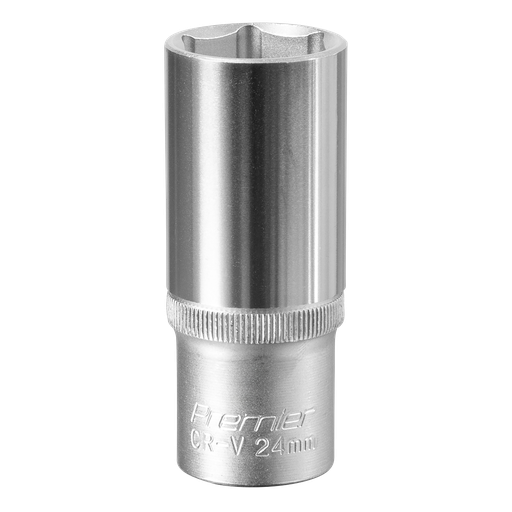 [S1224D] Sealey Premier Deep Socket 1/2"Sq Drive 24mm