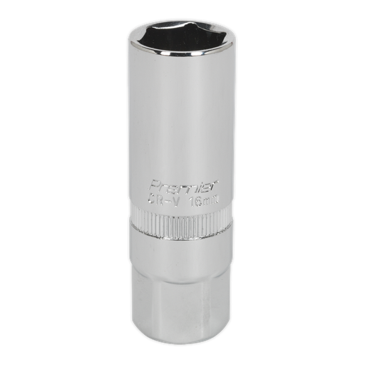 [S38SP10] Sealey Premier Spark Plug Socket 3/8"Sq Drive 16mm