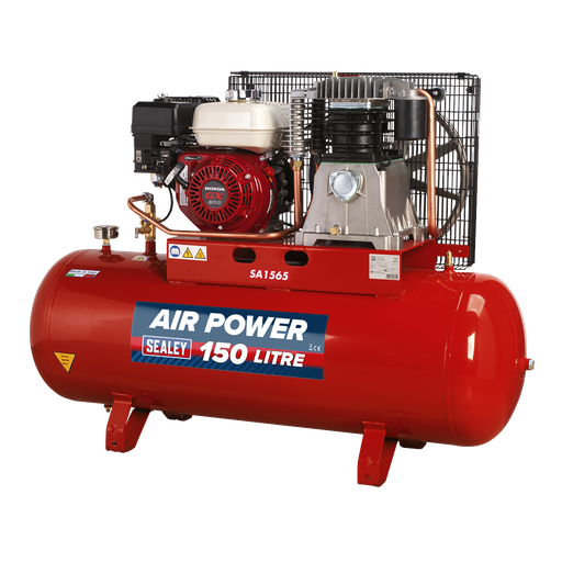[SA1565] Sealey 150L Belt Drive Air Compressor with Petrol Engine 6.5hp