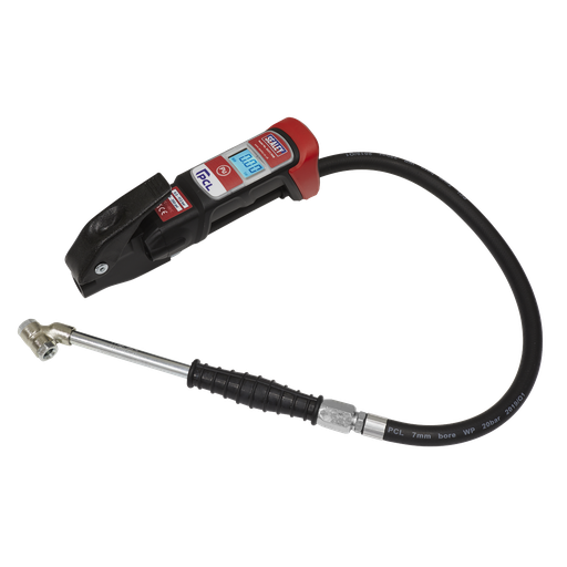 [SA37/96B] Sealey PCL Anodised Digital Tyre Inflator with Twin Push-On Connector