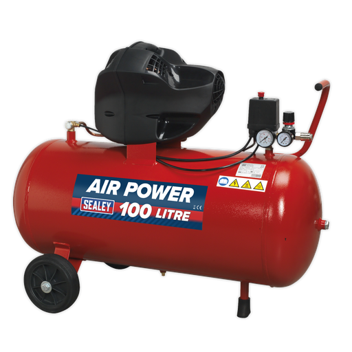 [SAC10030F] Sealey 100L Oil Free V-Twin Direct Drive Air Compressor 3hp