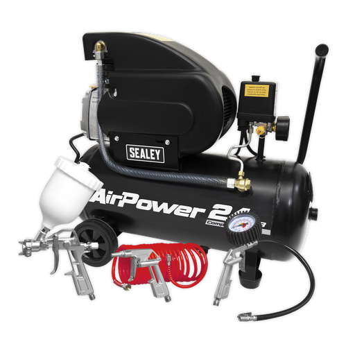 [SAC2420APK] Sealey 24L Direct Drive Air Compressor 2hp with 4pc Air Accessory Kit