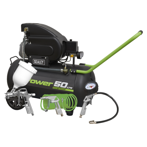 [SAC5020EPK] Sealey 50L Direct Drive Air Compressor 2hp with 4pc Air Accessory Kit